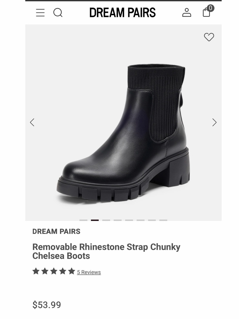 Dream Pairs Black Removable Rhinestone Strap Chunky Chelsea Boots